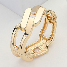 Chunky Metal Chain Hinged Bangle Bracelet