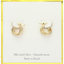 18K Gold Filled Hypoallergenic Split Hoop Pin Catch Earrings