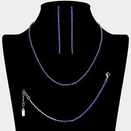 Rhinestone Paved Chain Jewelry Set