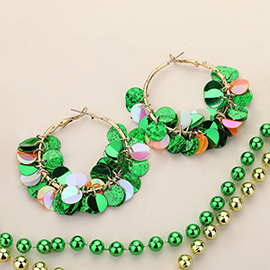 St. Patrick's Sequin Dangle Hoop Earrings