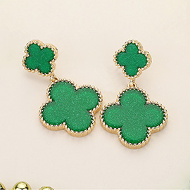 Glittered Resin St Patricks Quatrefoil Dangle Earrings