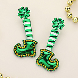 St Patricks Leprechaun Shoes Earrings