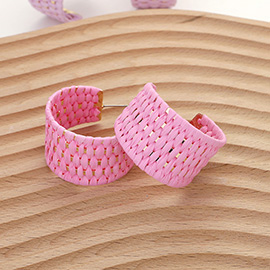 Raffia Basket Weave Wide Hoop Earrings