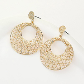 Metal Round Filigree Dangle Earrings