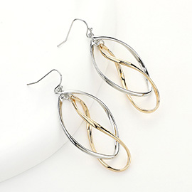 Metal Twisted Double Oval Dangle Earrings