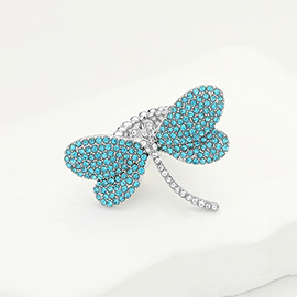 Rhinestone Paved Dragonfly Stretch Ring