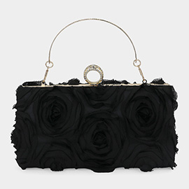 Fabric Flower Embellished Evening Bag / Clutch Bag / Crossbody Bag