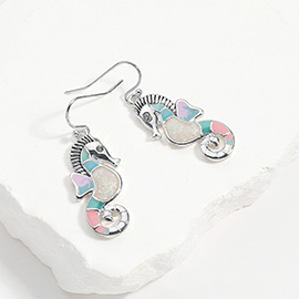 Sea Glass Seahorse Dangle Earrings