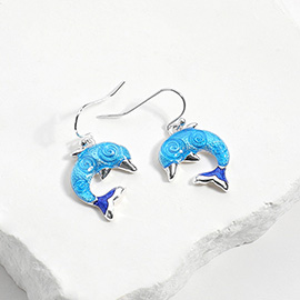 Enamel Dolphin Dangle Earrings