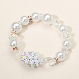 Pearl Faceted Beaded Stretch Bracelet