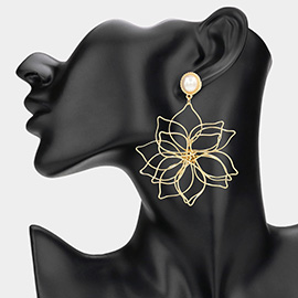 Oversized Metal Wire Flower Dangle Earrings