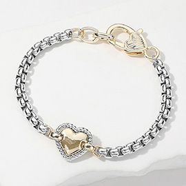 14K Gold Plated Two Tone Heart Pointed Bracelet