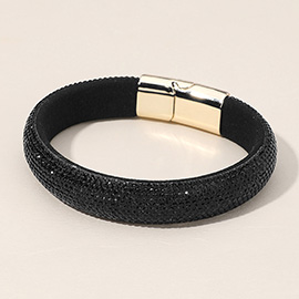 Felt Back Bling Studded Magnetic Bracelet