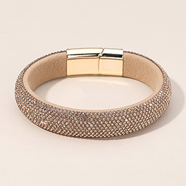 Felt Back Bling Studded Magnetic Bracelet