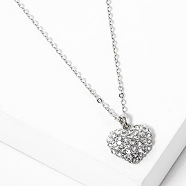 Crystal Pave Heart Pendant Necklace