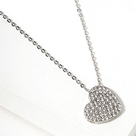 Crystal Paved Heart Pendant Necklace