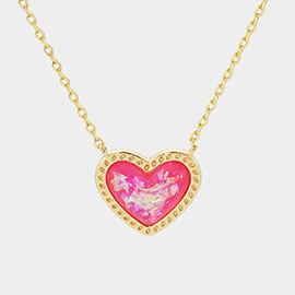 Gold Dipped Heart Stone Pendant Necklace