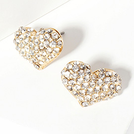 Crystal pave heart stud earrings