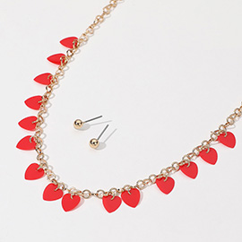 Heart Sequin Station Necklace