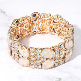 Glass Crystal Oval Round Stretch Evening Bracelet