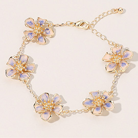 Enamel Flower Link Bracelet