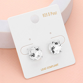 Round Stone Cushioni Stud Earrings