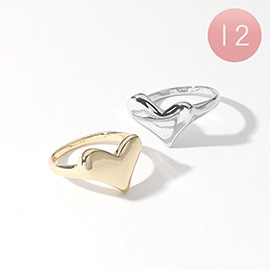 12PCS - Metal Heart Rings