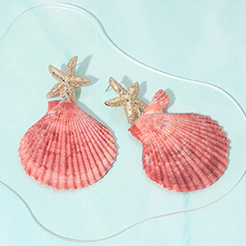 Oversized Starfish Pointed Shell Dangle Earrings