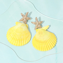 Oversized Starfish Pointed Shell Dangle Earrings