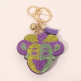 Bling Studded Mardi Gras Jester Mask Keychain