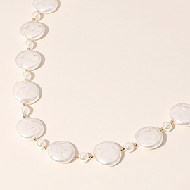 Pearl Disc Beaded Necklace