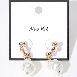 SECRET BOX_Bubble Hoop Pearl Dangle Earrings