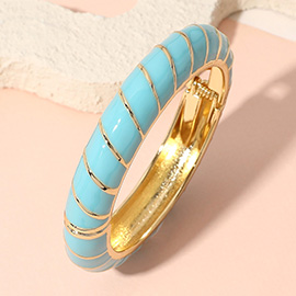 Gold Plated Enamel Spiral Hinged Bangle Bracelet