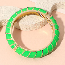 Gold Plated Enamel Spiral Hinged Bangle Bracelet