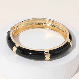 Gold Plated Enamel Hinged Bangle Bracelet