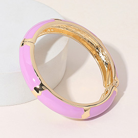 Gold Plated Enamel Hinged Bangle Bracelet