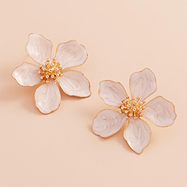 Pearlized Enamel Flower Earrings