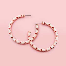 Enamel Heart Patterned Hoop Earrings