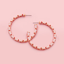 Enamel Heart Patterned Hoop Earrings