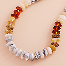 Ombre Resin Oval Disk Beaded Necklace