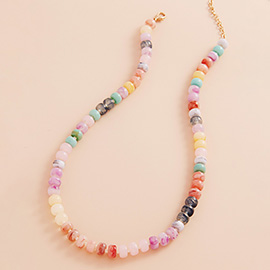 Ombre Flat Round Shaped Beaded Necklace