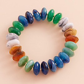 Ombre Resin Oval Disk Beaded Stretch Bracelet