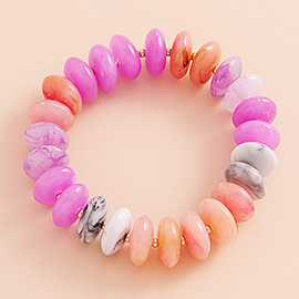 Ombre Resin Oval Disk Beaded Stretch Bracelet