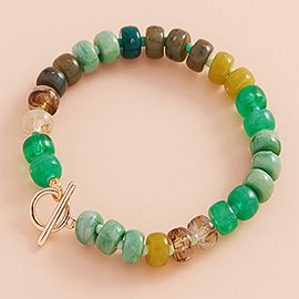 Ombre Flat Round Shaped Beads Stretch Bracelet