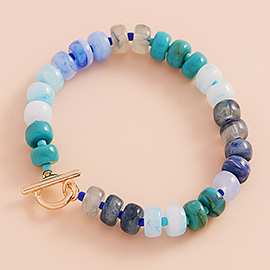 Ombre Flat Round Shaped Beads Stretch Bracelet