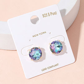 Round Stone Cushioni Stud Earrings