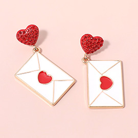 Enamel Love Letter Dangle Earrings