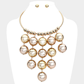 Oversized Metal Ball Chandelier Statement Necklace