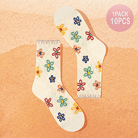 10Pairs - Flower Patterned Socks