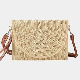 Gold Threads Mixed Straw Clutch Bag / Crossbody Bag